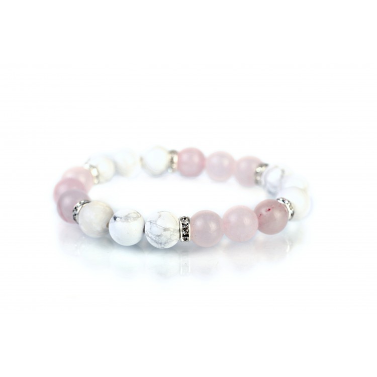 Prosperk Náramek z minerálů Růženín a Howlit S3264