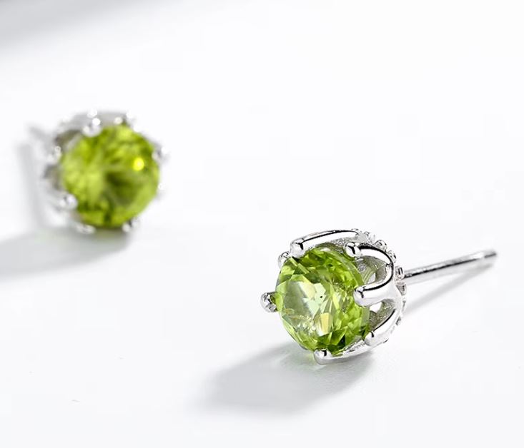 Prosperk Náušnice pecky se zeleným krystalem S3301