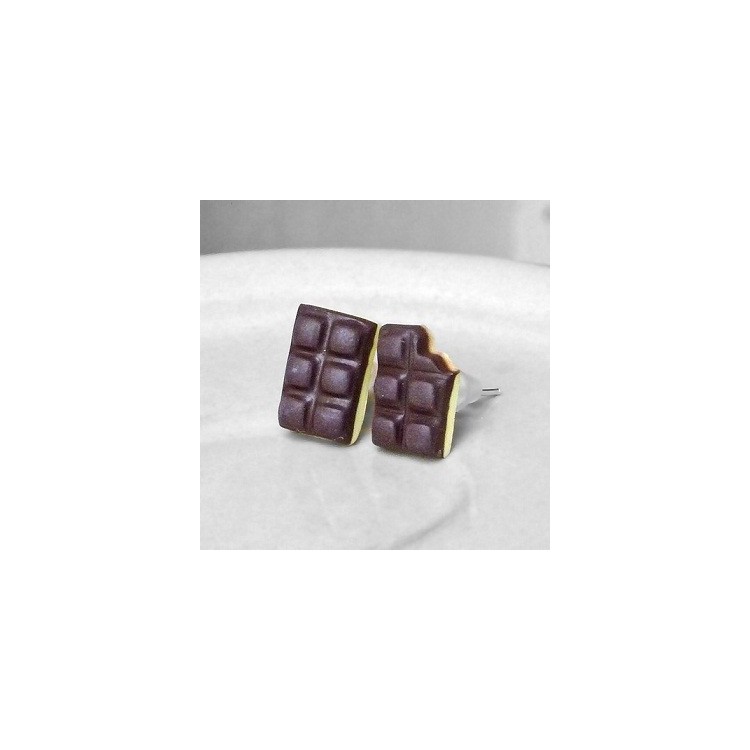 Fimos Sladké náušnice pecky Fimo - hořko-bílá čokoláda S3381