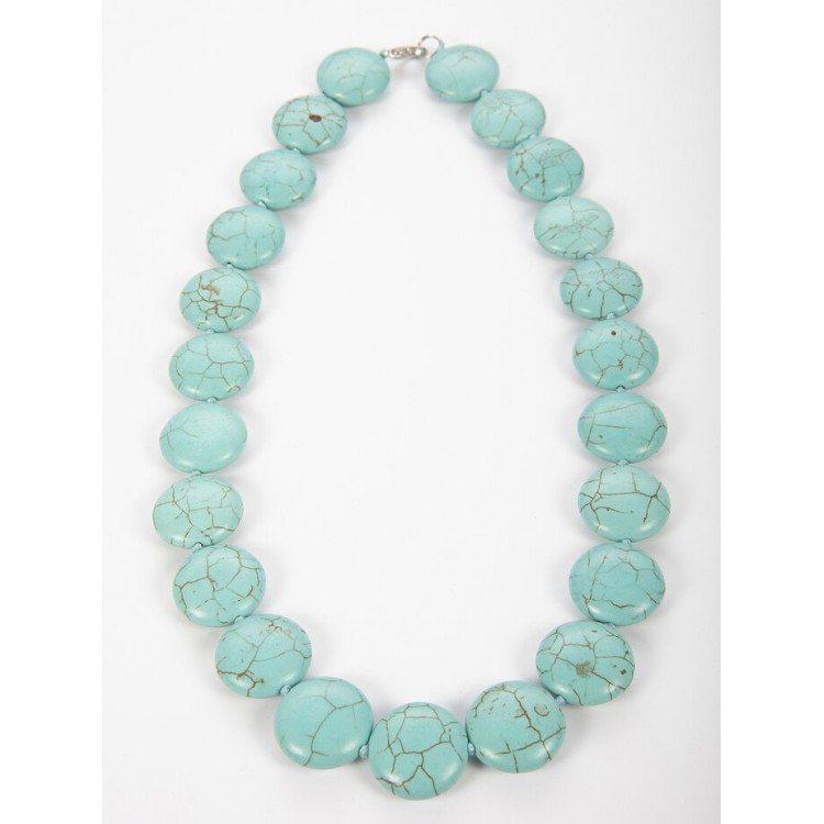 Prosperk Náhrdelník z polodrahokamu tyrkenit modrá kolečka modrá S3400