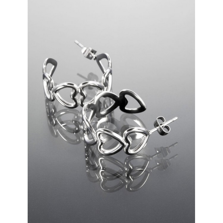 Prosperk Náušnice kruhy ze srdíček S3448