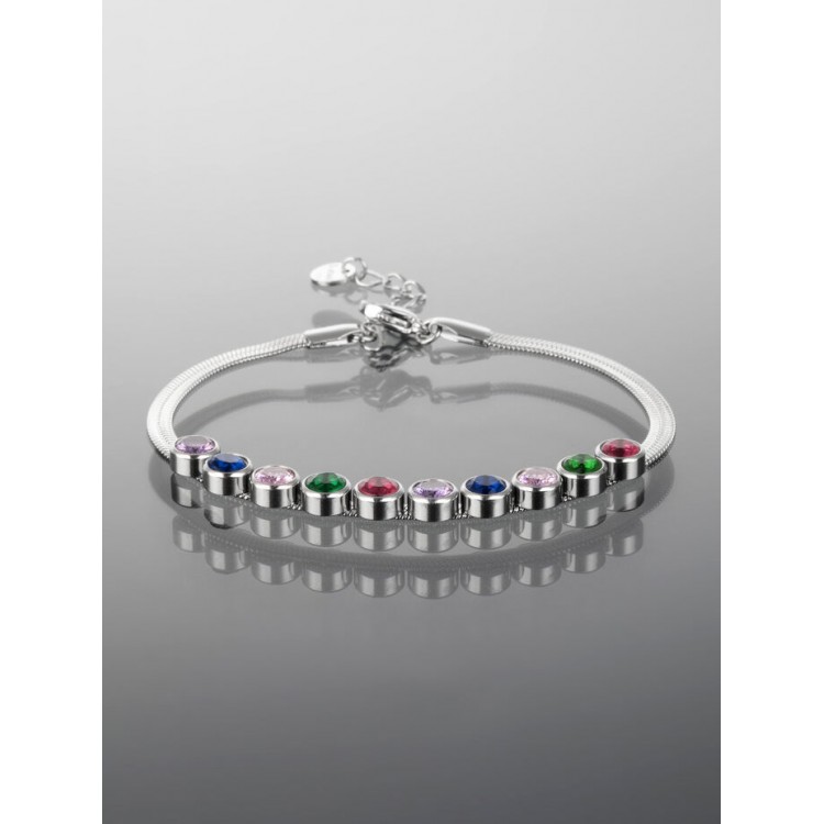 Prosperk Náramek z chirurgické oceli s kolečky s barevnými krystaly S3548