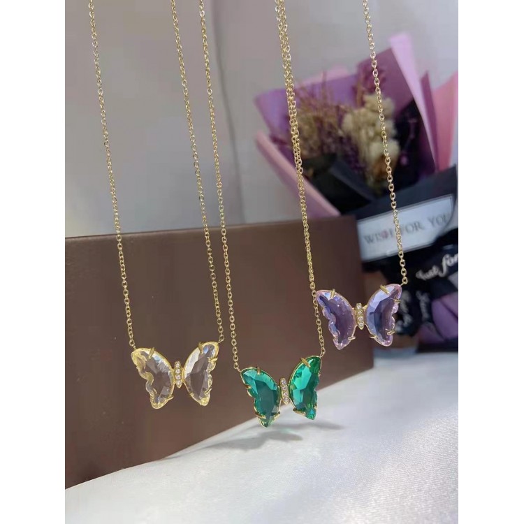 Prosperk Řetízek ocelový se zirkony Motýl Barva: Fialová 22866/FIA