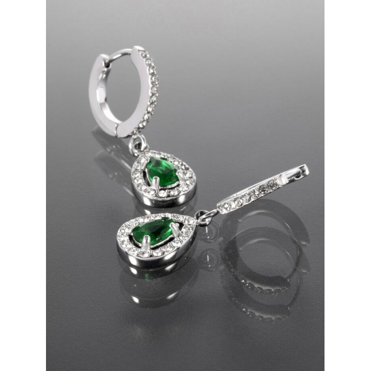 Prosperk Náušnice elegantní třpytivé zelené slzičky S3723