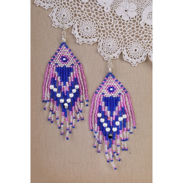 Prosperk Náušnice z korálků handmade modro růžové S3736