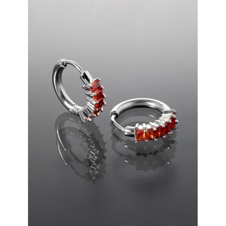 Prosperk Náušnice kroužky s červenými zirkony S3767