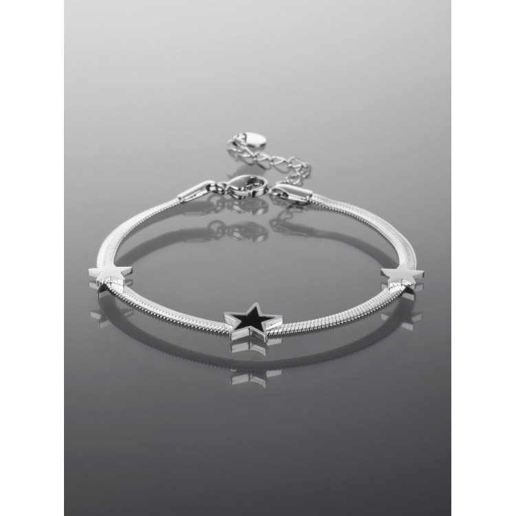 Prosperk Náramek z chirurgické oceli s černou hvězdou S3772