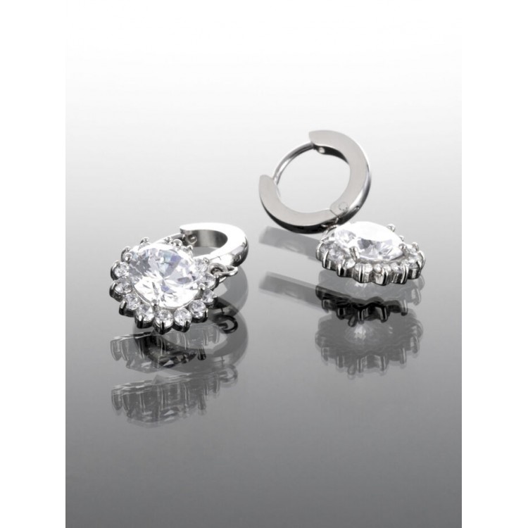 Prosperk Náušnice z chirurgické oceli zdobené krystalem ocelová S3836