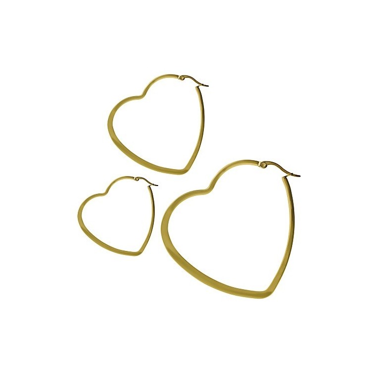 Prosperk Náušnice ocelová srdíčka zlatá S3858