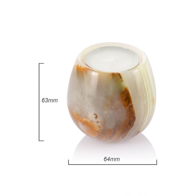 Prosperk Svícen z onyxového mramoru výška 6,2cm hnědo-šedá S3861