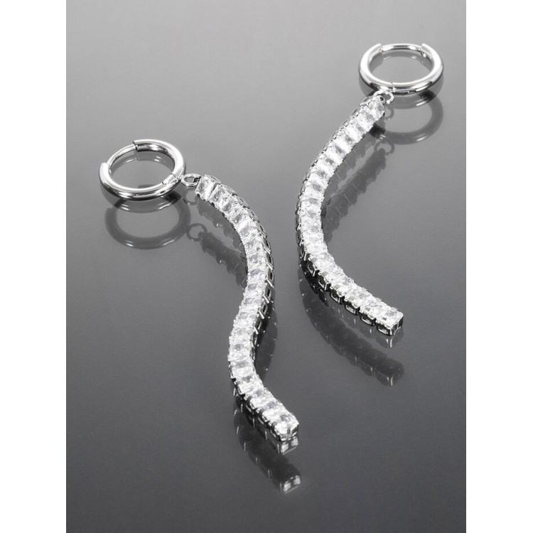 Prosperk Stříbrné náušnice kruhy s krystalky z chirurgické oceli S3884