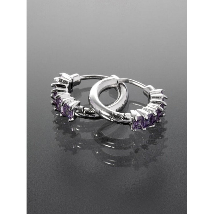 Prosperk Náušnice kroužky s fialovými zirkony S3910