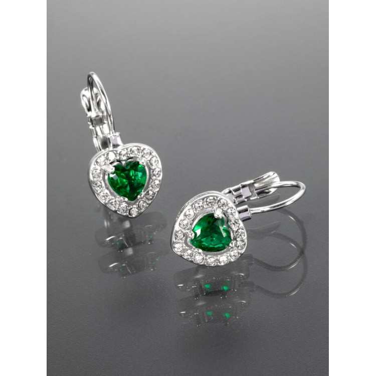 Prosperk Náušnice z oceli zelená srdíčka S3913