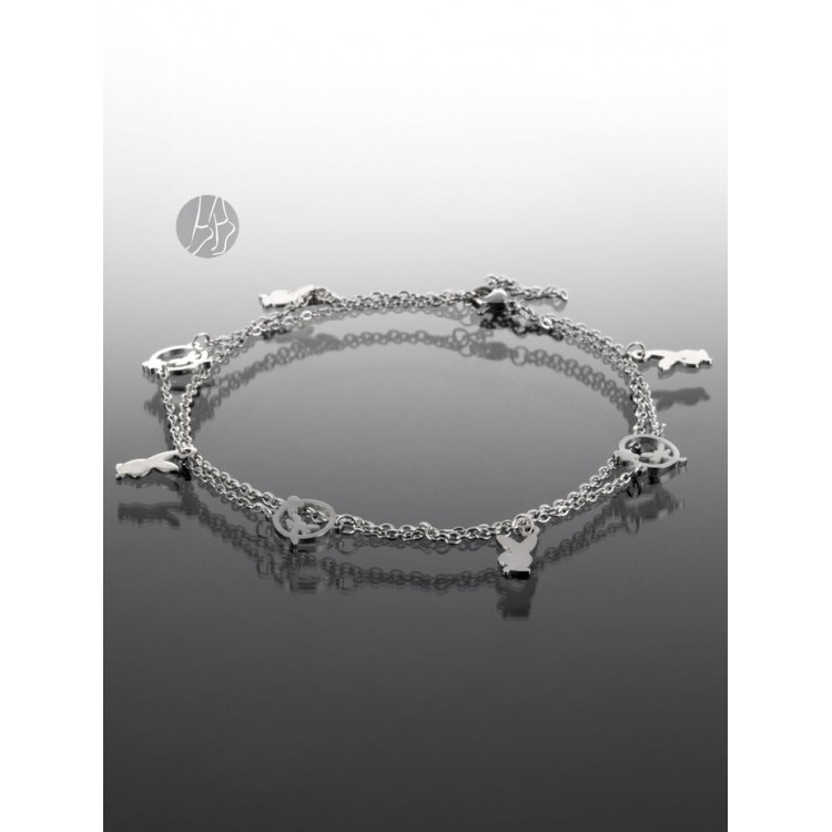 Prosperk Dvojitý řetízek na nohu Králíček a Vážka ocelový S3914