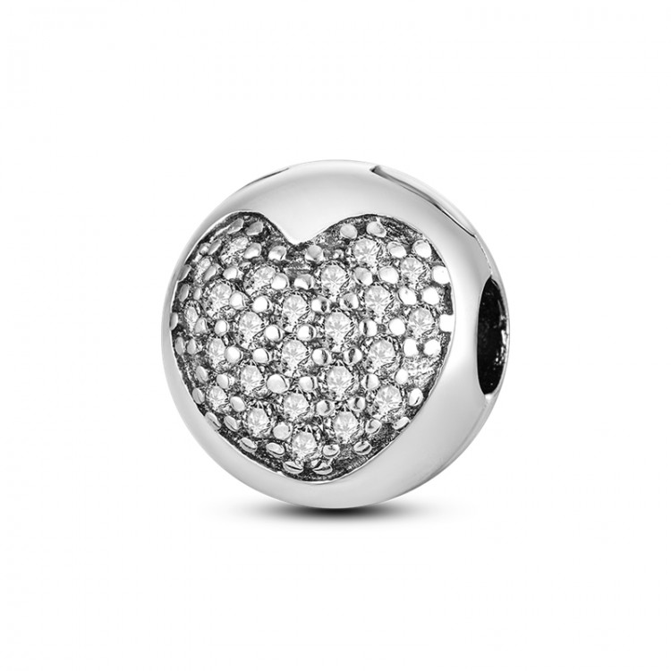 Prosperk Korálek stříbrný na náramek stopper srdce S3967