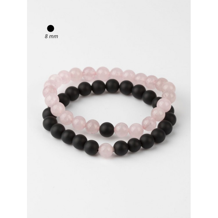 Prosperk Exkluzivní dvojice náramků z korálků lávového kamene a růženínu S4013