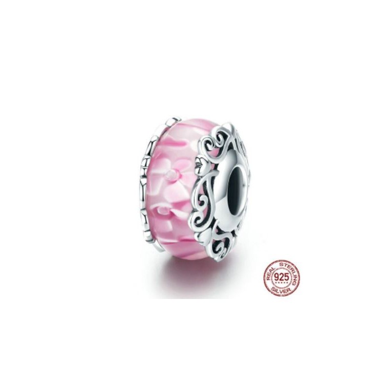 Prosperk Korálek ze stříbra růžový se srdíčkem S4115