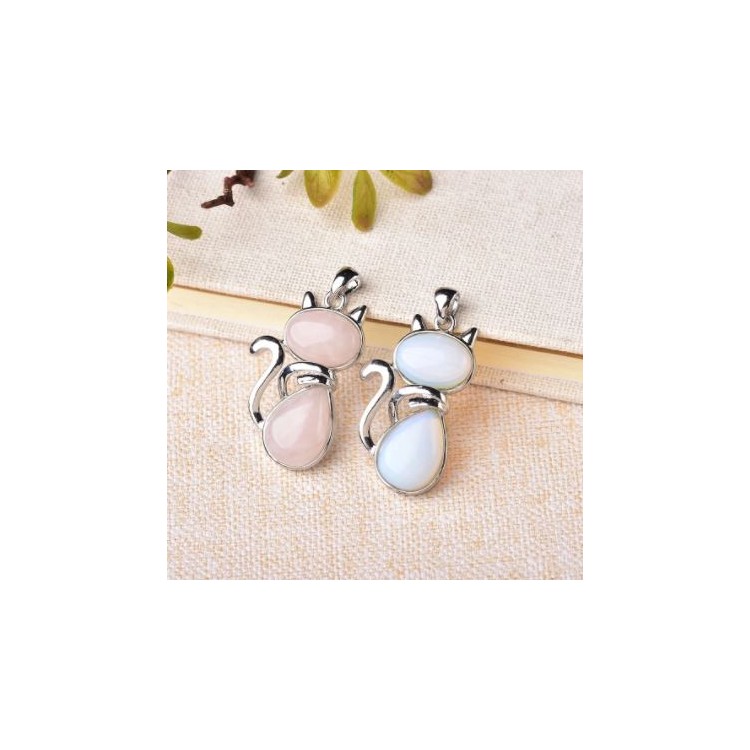 Prosperk Přívěsek kočička Opalit Růženín Minerál: Měsíční kámen