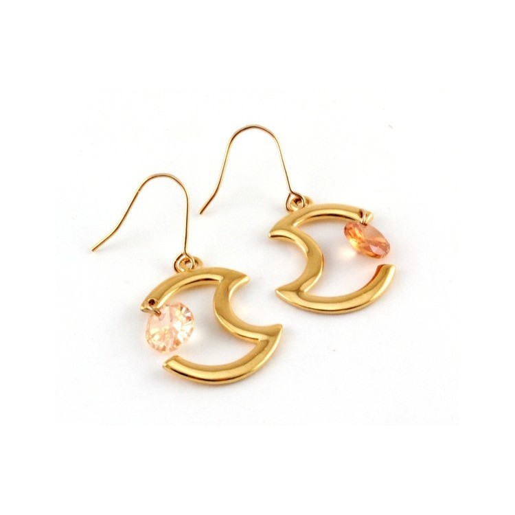 Prosperk Náušnice zlatý měsíc s krystalkem S4210