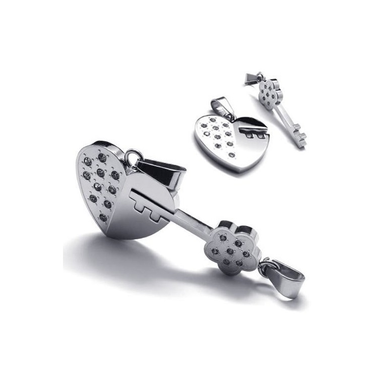 Prosperk Přívěsek ocelový klíč a zámek S4279