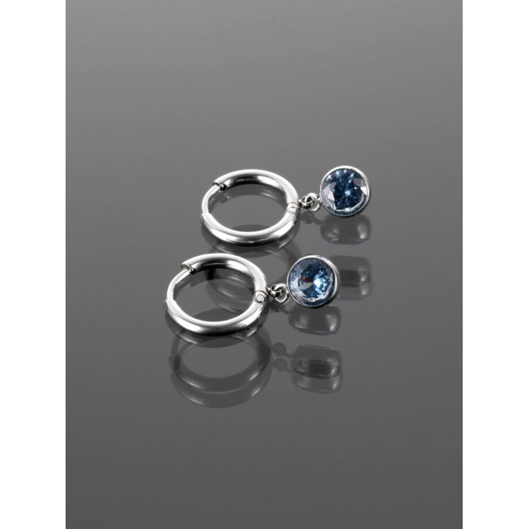 Prosperk Náušnice z oceli kroužky s visacími zirkony S4291