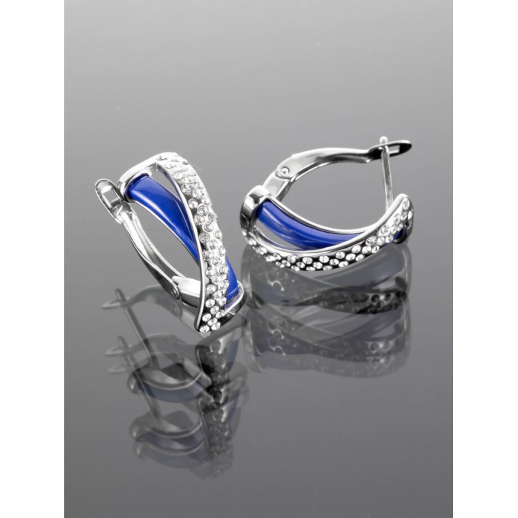 Prosperk Náušnice keramika s ocelí modré S4324