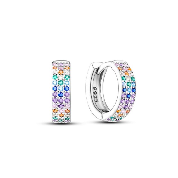Prosperk Stříbrné náušnice kruhy s barevnými kamínky S4388