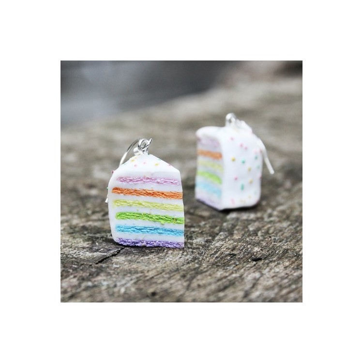 CircusMind Sladké náušnice Fimo - duhové dorty S4452