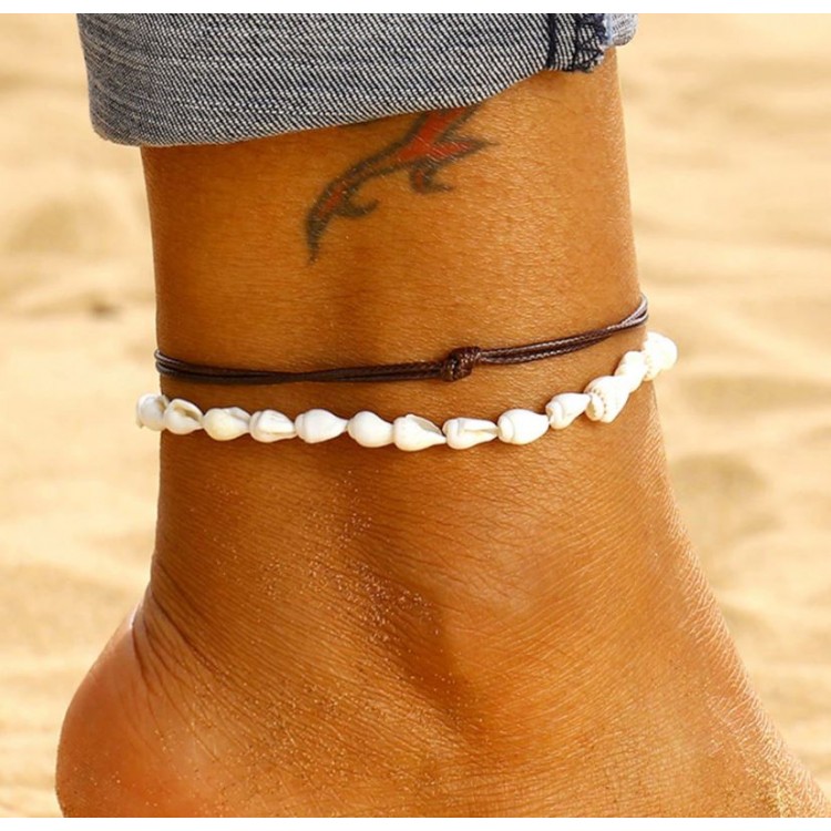 Prosperk Náramek na nohu dvojitý s mušličkami S4480