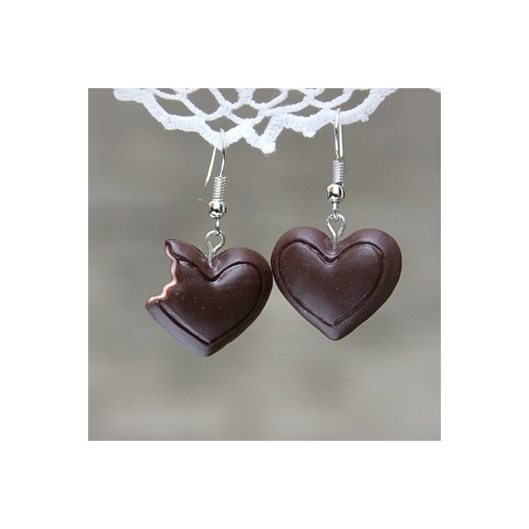 CircusMind Sladké náušnice Fimo - pralinky srdíčka S4535