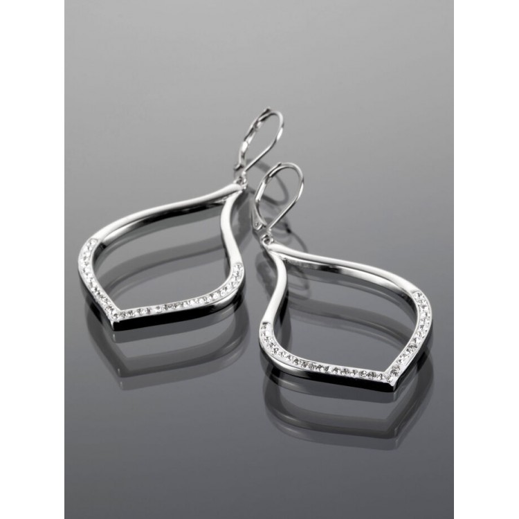 Prosperk Náušnice z oceli visací slzy se zirkonky S4537