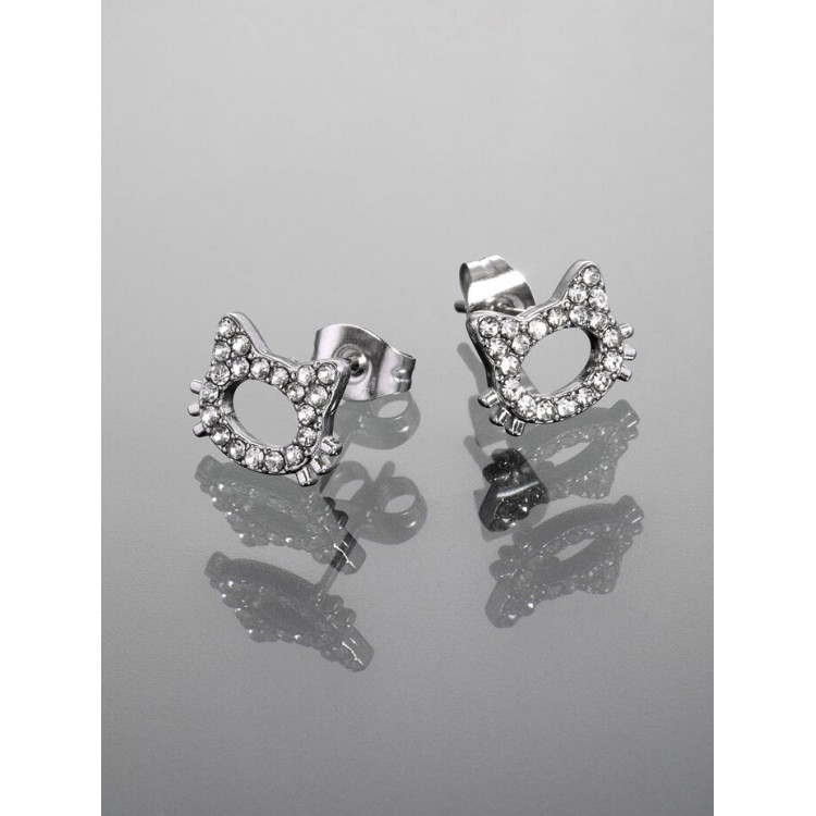 Prosperk Náušničky pecičky kočičky z chirurgické oceli stříbrná S4614