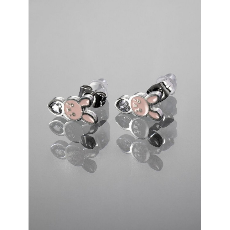 Prosperk Náušničky pecičky králíček z chirurgické oceli růžová S4629