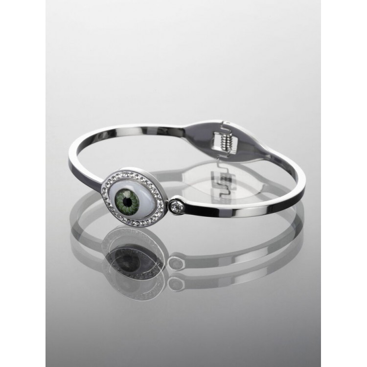 Prosperk Pevný náramek z chirurgické oceli oko s krystaly S4789