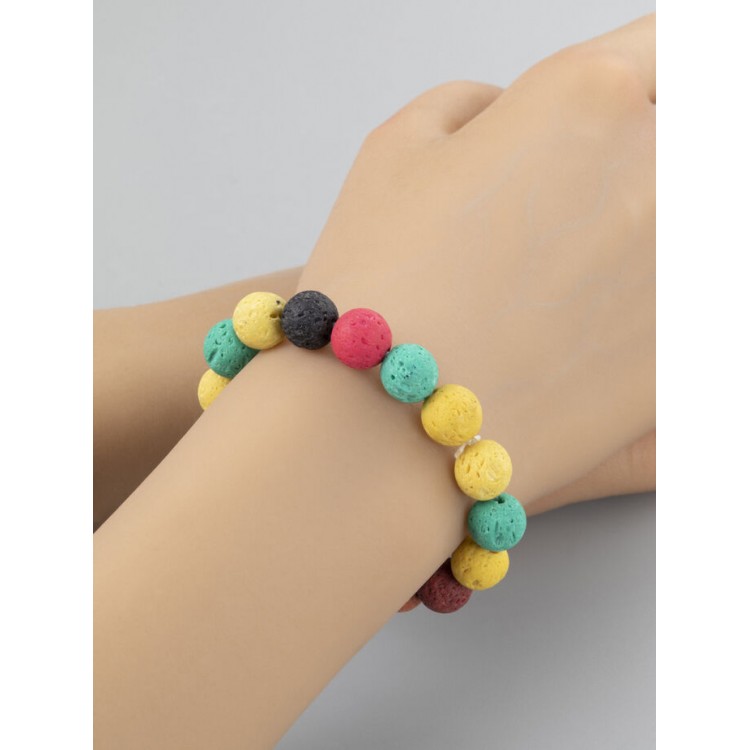 Prosperk Barevný matný náramek z korálků lávového kamene multicolor S4799