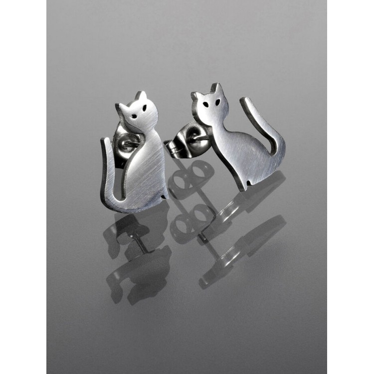 Prosperk Náušničky kočičky z chirurgické oceli stříbrné pecičky S4802