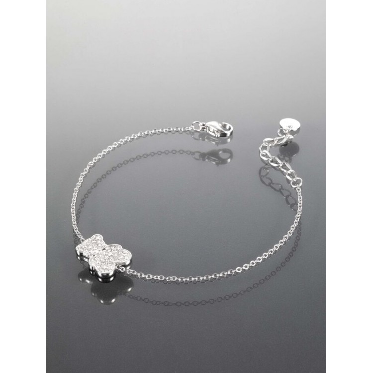 Prosperk Řetízkový náramek z chirurgické oceli s medvídkem zdobeným kamínky S4854