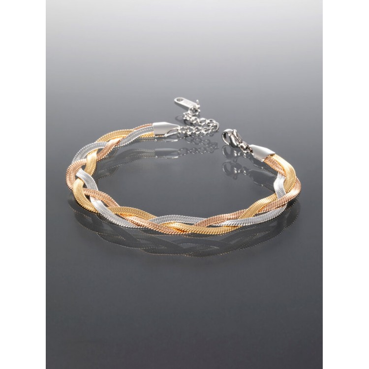 Prosperk Masivní náramek z chirurgické oceli stříbrné, zlaté a měděné barvy S4872