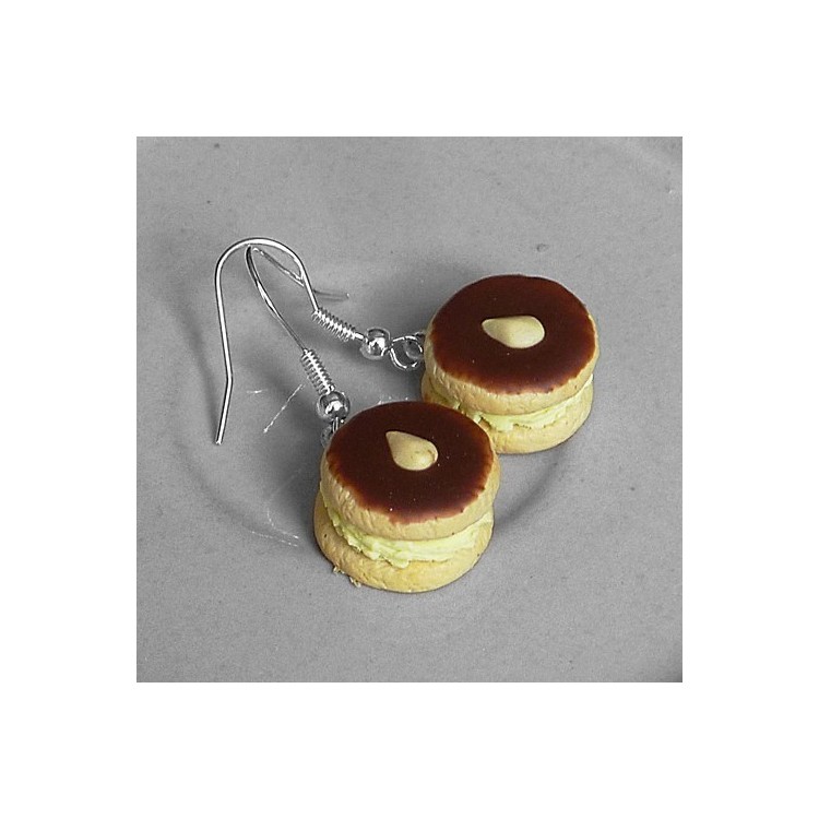 CircusMind Sladké náušnice Fimo - kolečka s polevou a mandlí S4981