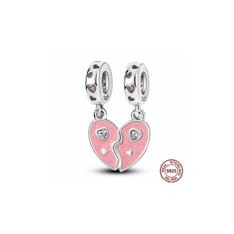 Prosperk Korálek na náramek dvě poloviny srdíčka S5060