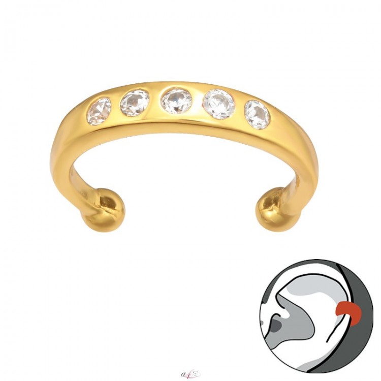 Prosperk Náušnice na jedno ucho zlatá a kamínky S5081