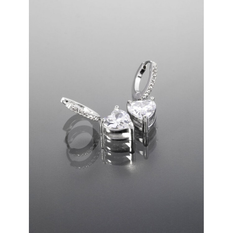 Prosperk Náušnice srdíčka třpytivé stříbrné S5093