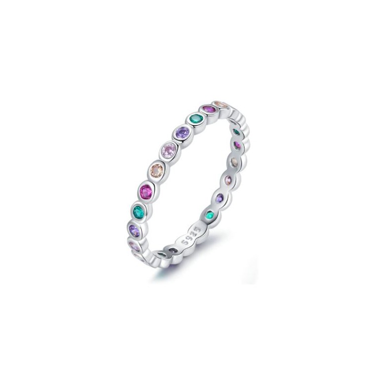 Prosperk Prstýnek stříbrný barevné zirkony Velikost prstenů: 6 (EU: 51-53)