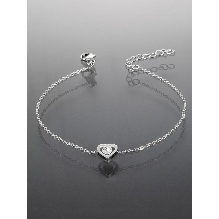 Prosperk Jemný náramek z chirurgické oceli se srdíčkem stříbrná S5140