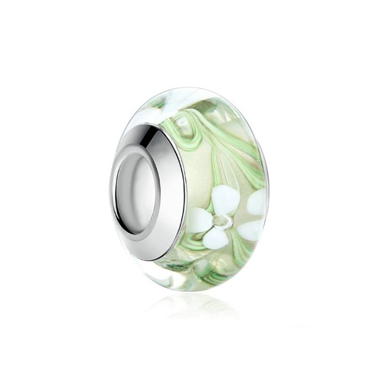 Prosperk Korálek na náramek květinový zelený S5161