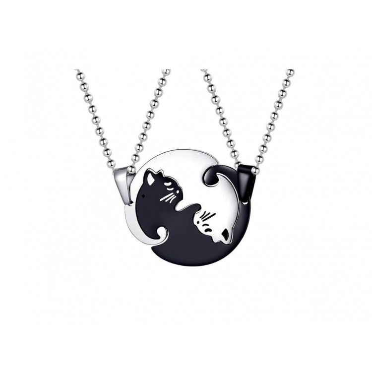 Prosperk Přívěsek ocelový jin jang pro dva - kočičky S5175