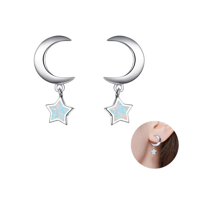 All4Silver Náušnice stříbrné noční obloha Opal S5243