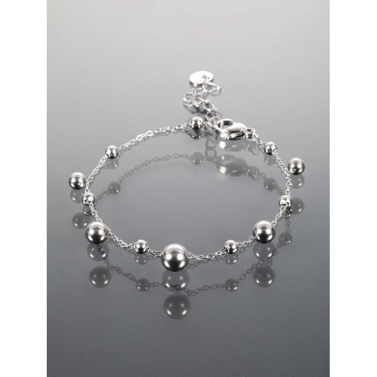 Prosperk Řetízkový náramek z chirurgické oceli ozdobený ocelovými kuličkami S5269