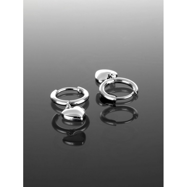 Prosperk Náušnice z oceli kroužky se srdíčky S5332