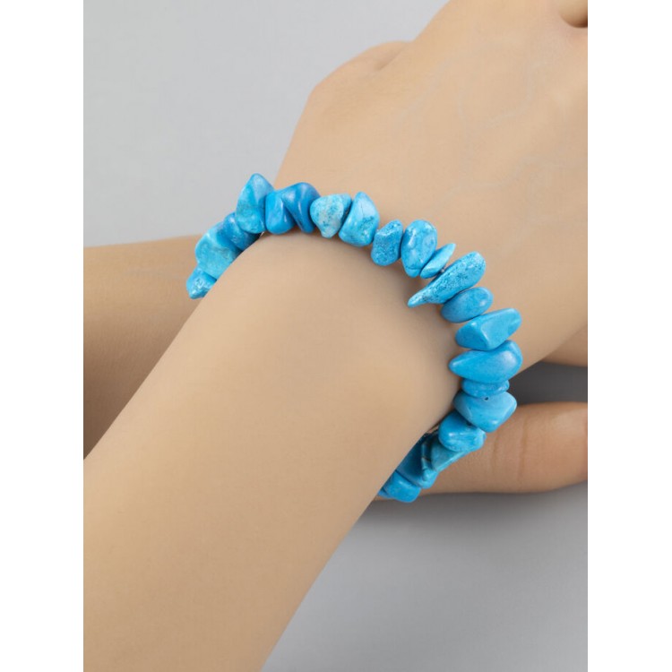 Prosperk Náramek z nepravidelných korálků barveného nerostu tyrkysový S5376